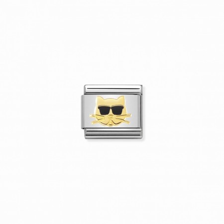 Nomination Gold Cat Head with Sunglasses Composable Charm